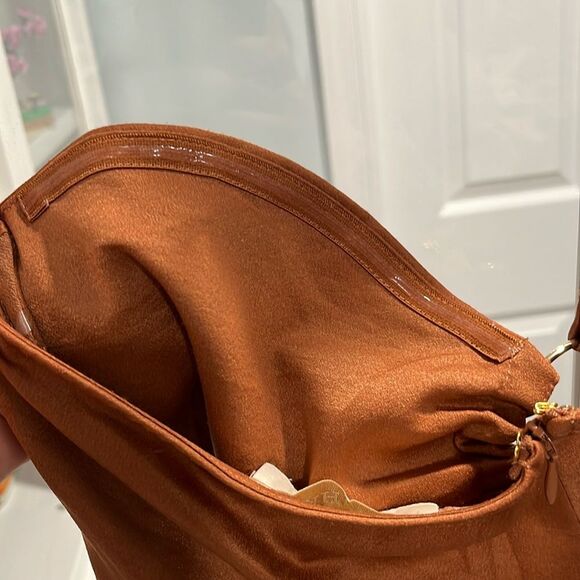 MESHKI (NWT) Harriet Satin Midi High Split Dress, Biscuit, Size L - Picture 13 of 15